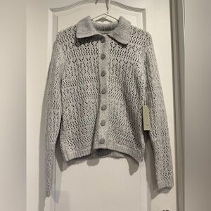NWT Joie Light Gray Button-Up Cardigan